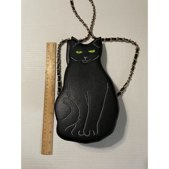 Black Cat Crossbody Chain Bag Pocketbook Purse Fur Mom Lady Faux Leather - Picture 2 of 8